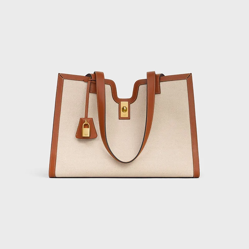 CABAS 16 IN TEXTILE AND CALFSKIN