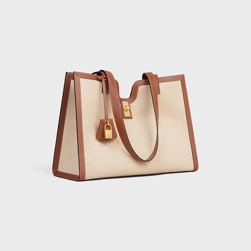 CABAS 16 IN TEXTILE AND CALFSKIN
