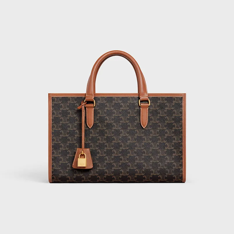 MINI HORIZONTAL CABAS IN TRIOMPHE CANVAS AND CALFSKIN
