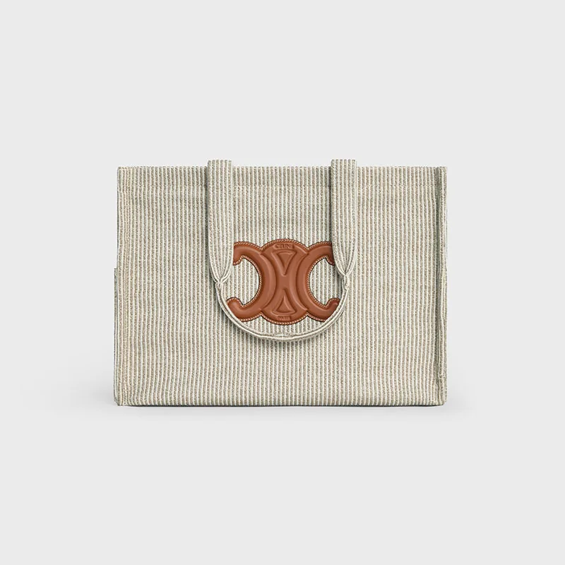 LARGE CABAS THAIS IN STRIPED TEXTILE