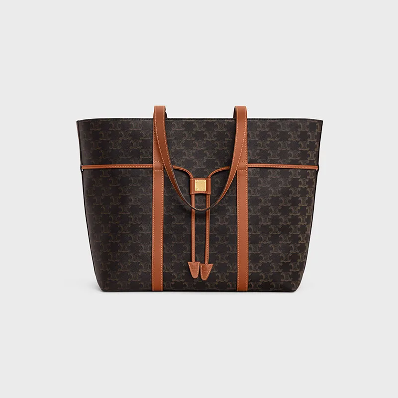 CABAS DRAWSTRING IN TRIOMPHE CANVAS AND CALFSKIN
