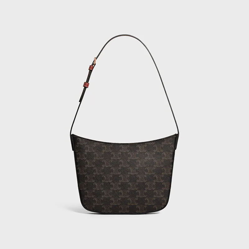 MEDIUM CELINE CROQUE BAG IN TRIOMPHE CANVAS AND CALFSKIN