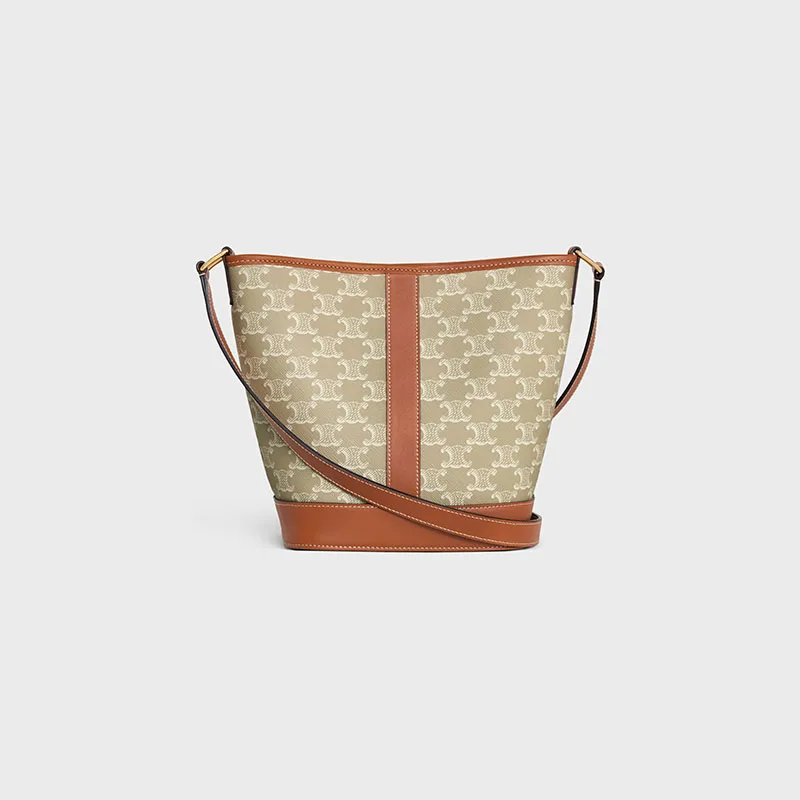 SMALL BUCKET CUIR TRIOMPHE IN TRIOMPHE CANVAS AND CALFSKIN