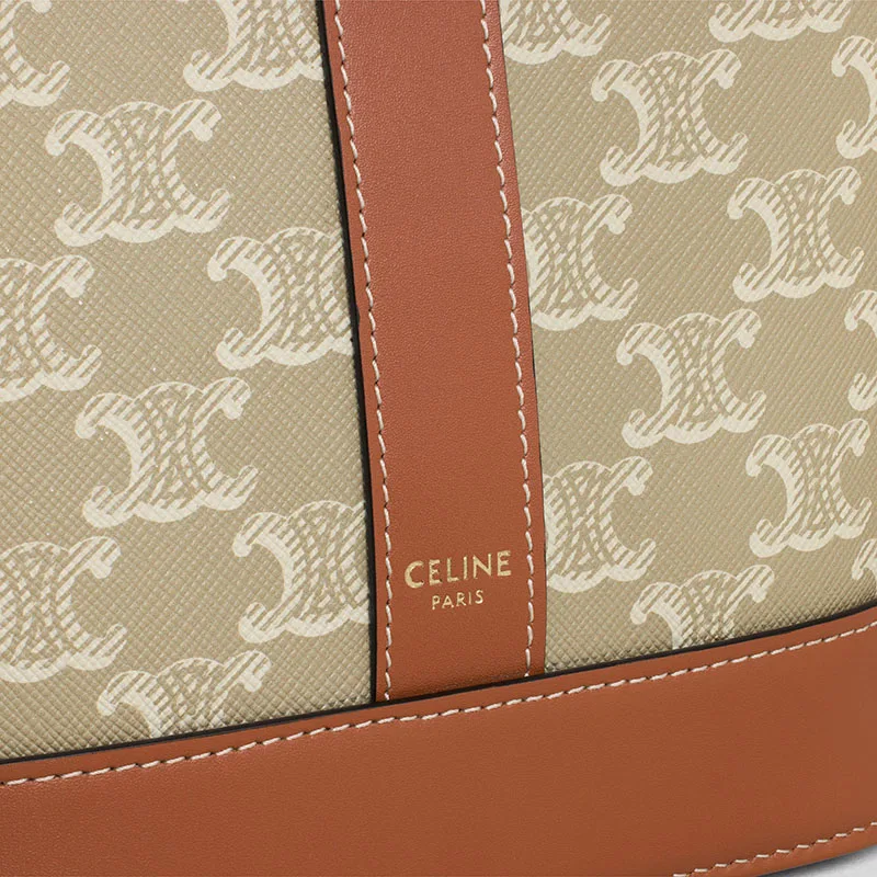 SMALL BUCKET CUIR TRIOMPHE IN TRIOMPHE CANVAS AND CALFSKIN