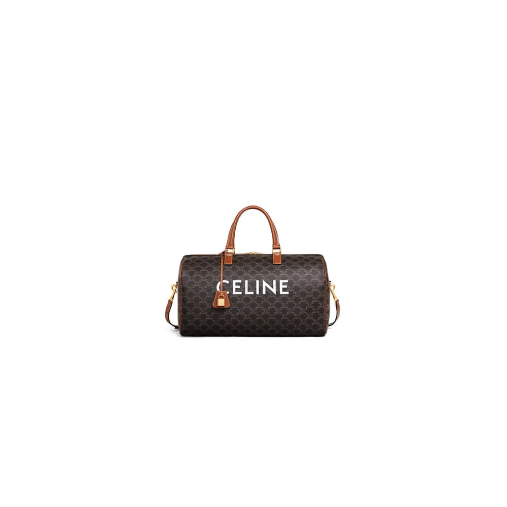 CELINE Medium duffle bag in logo-print calfskin