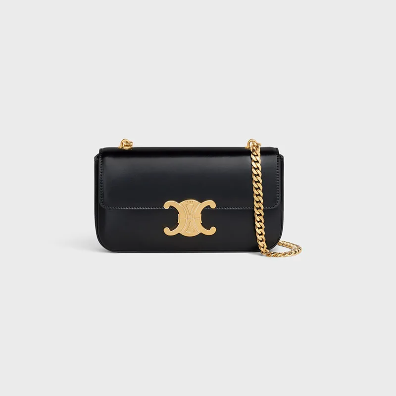 CHAIN SHOULDER BAG TRIOMPHE IN SHINY CALFSKIN