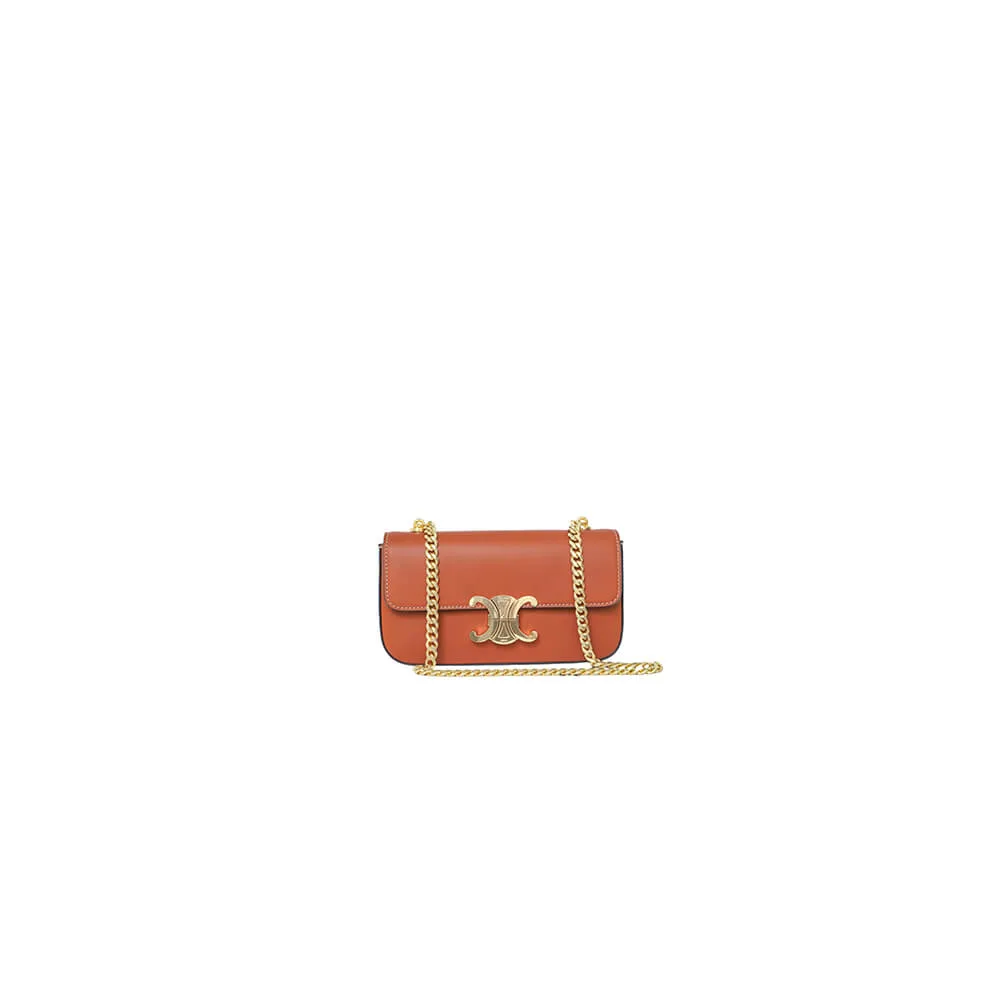 CELINE CLAUDE shiny cowhide leather chain shoulder bag