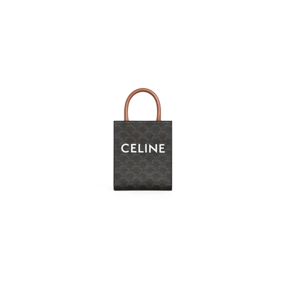 CELINE Mini Vertical Cabas Bag in Calfskin Leather with Logo and Celine Print