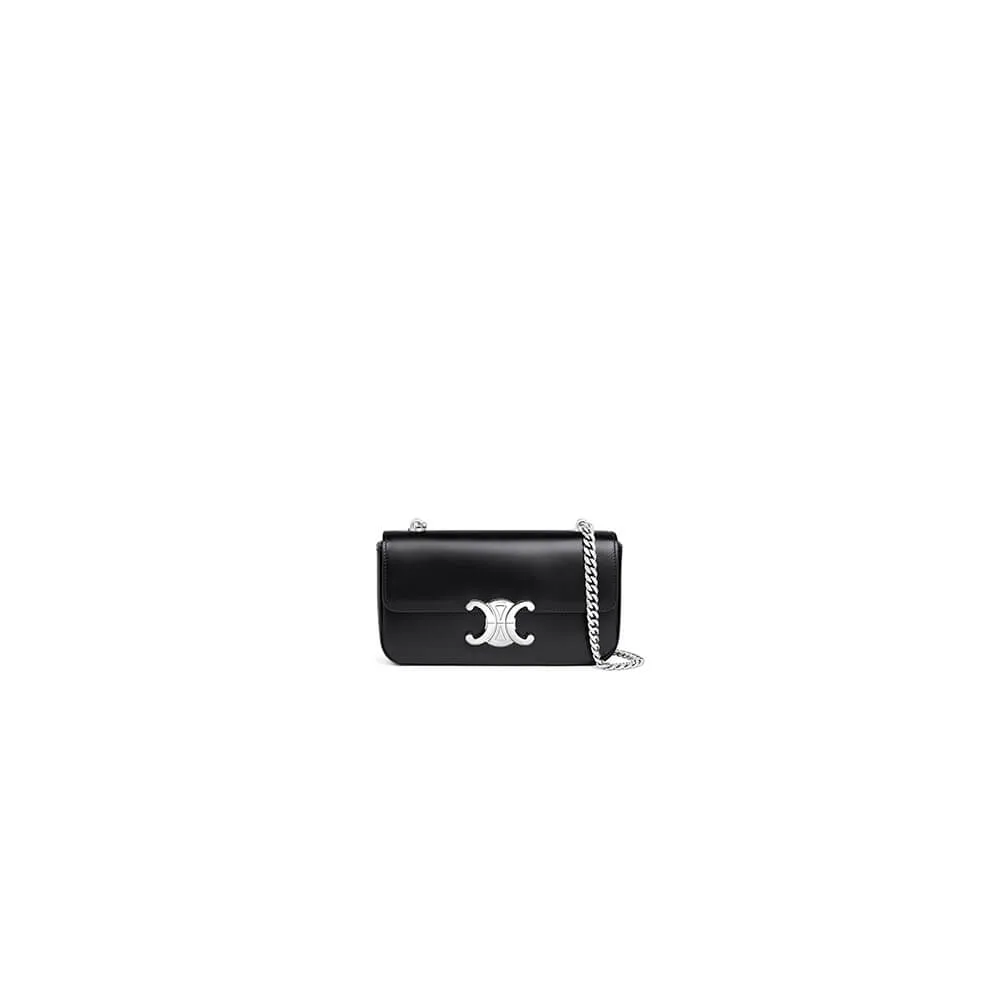 CELINE CLAUDE shiny cowhide leather chain shoulder bag