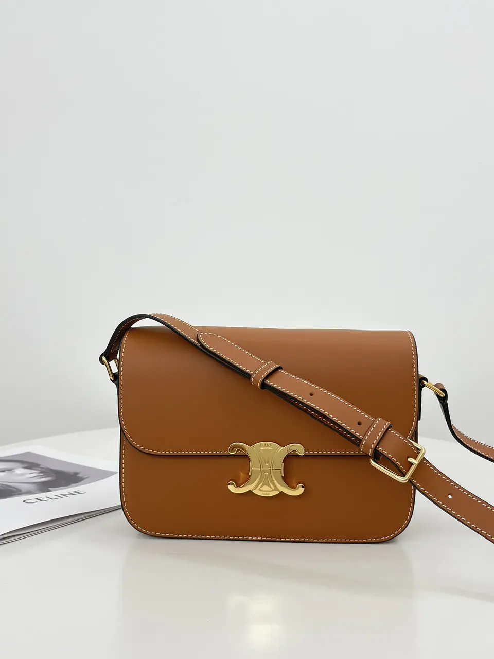 Celine Medium Triomphe Bag in Caramel
