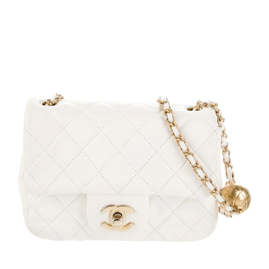 2021 Pearl Crush Mini Square Flap Bag