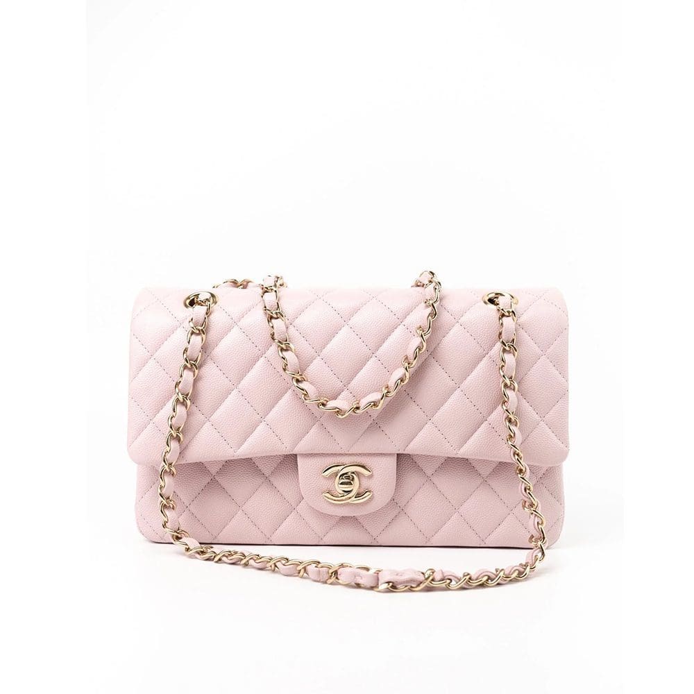 Chanel Medium Classic Double Flap Light Pink Caviar Light Gold Hardware