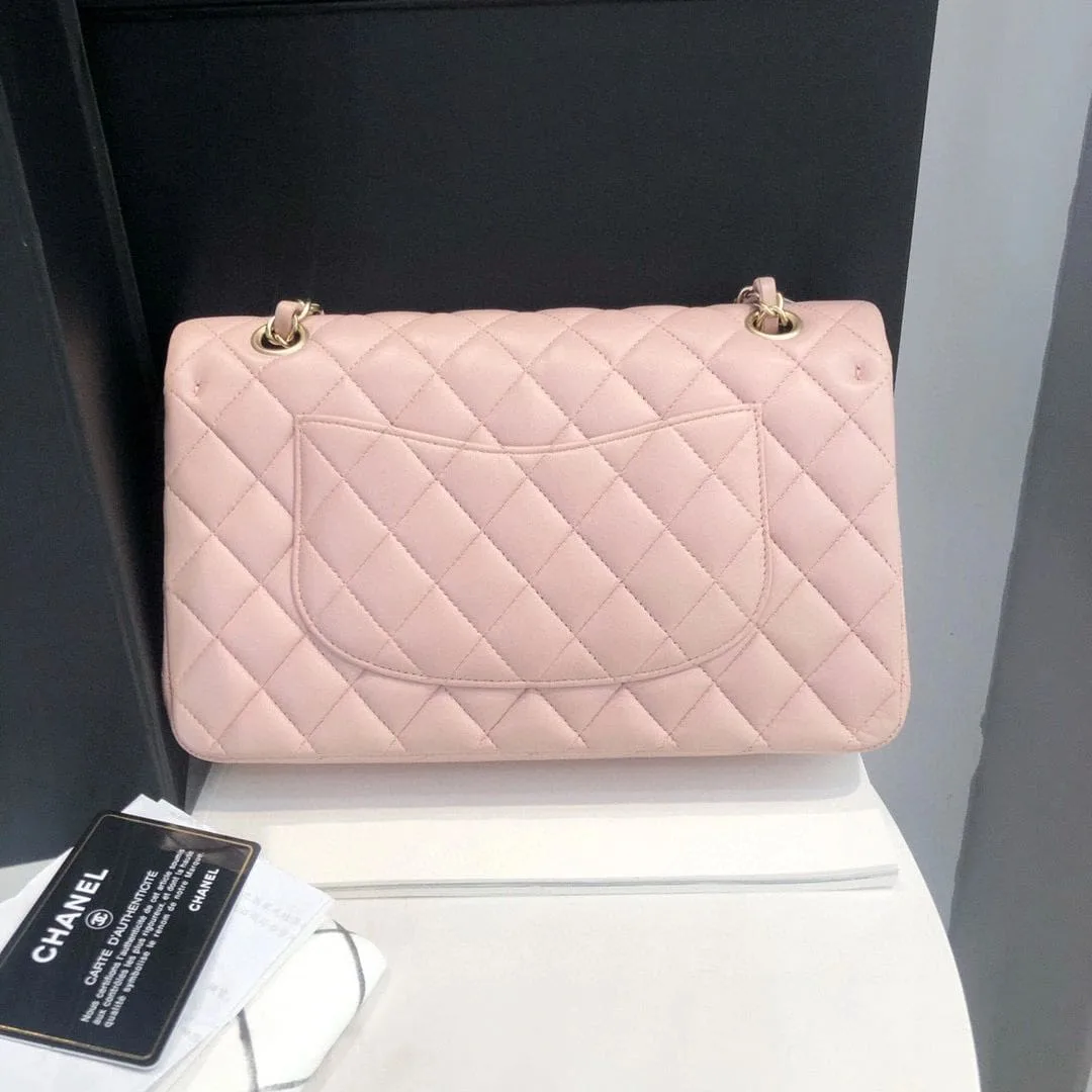 Chanel Medium Classic Double Flap Light Pink Caviar Light Gold Hardware