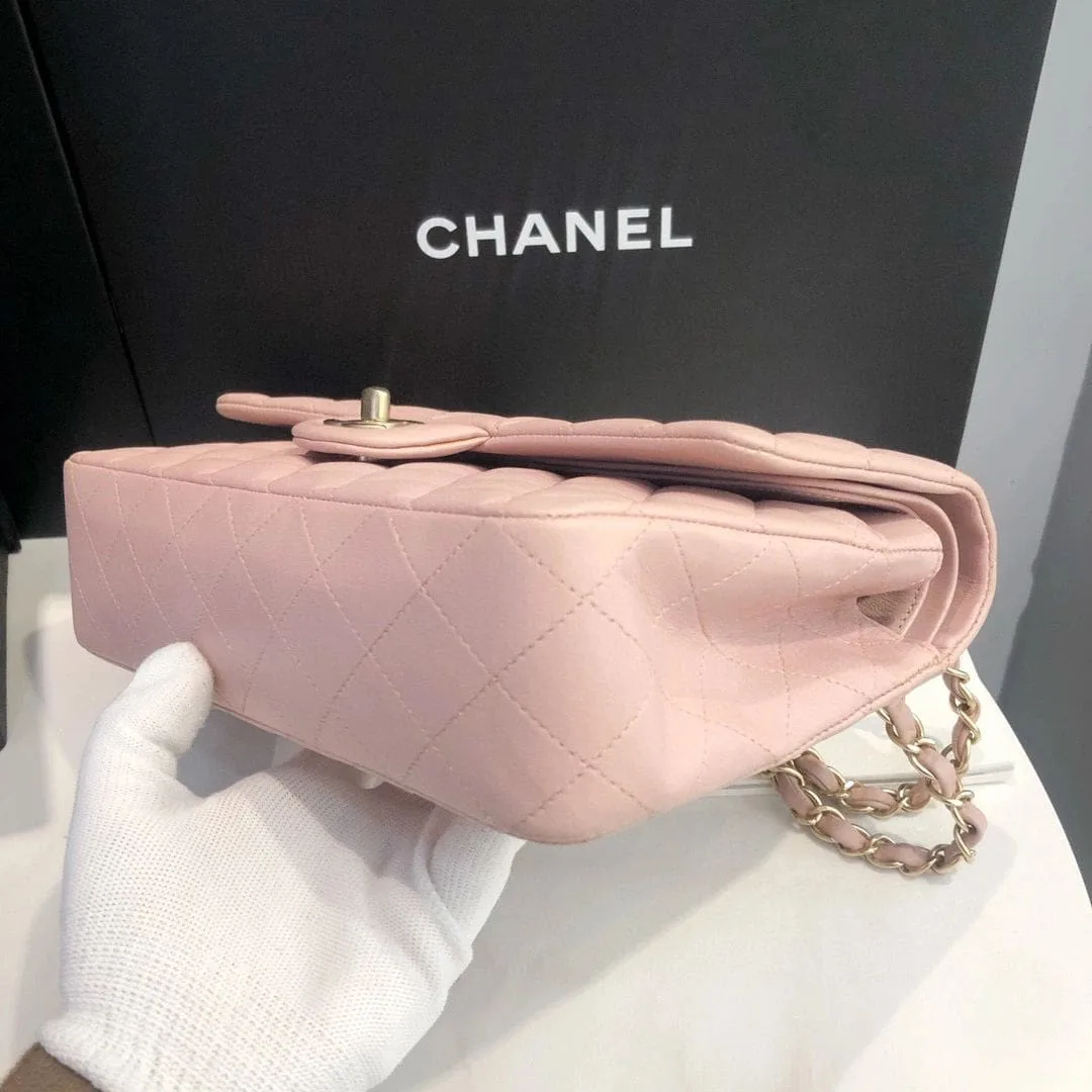 Chanel Medium Classic Double Flap Light Pink Caviar Light Gold Hardware