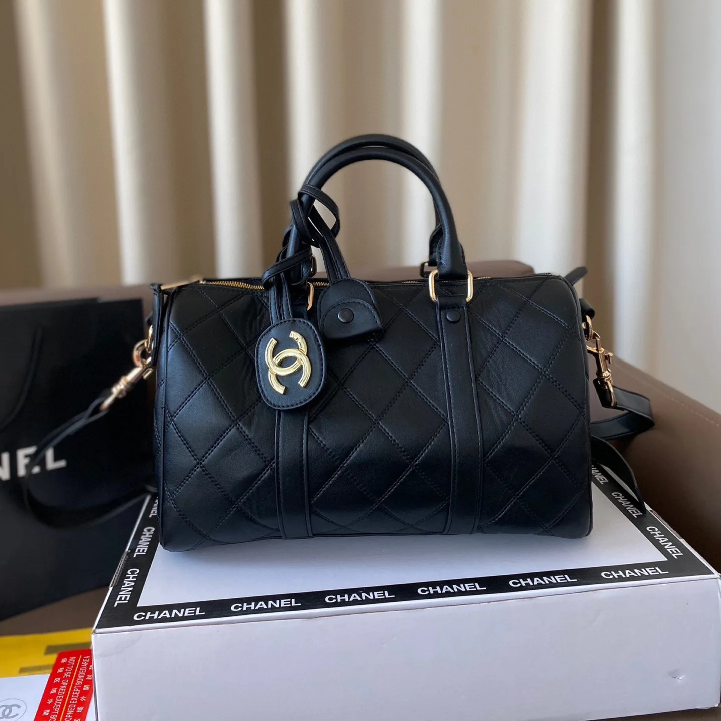 Diamond Quilted Two-Way Tote