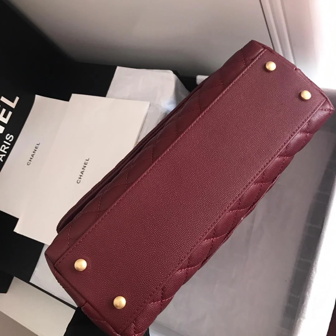 Chanel Handbag With Top Handle Dark Red For Women 11in/28cm