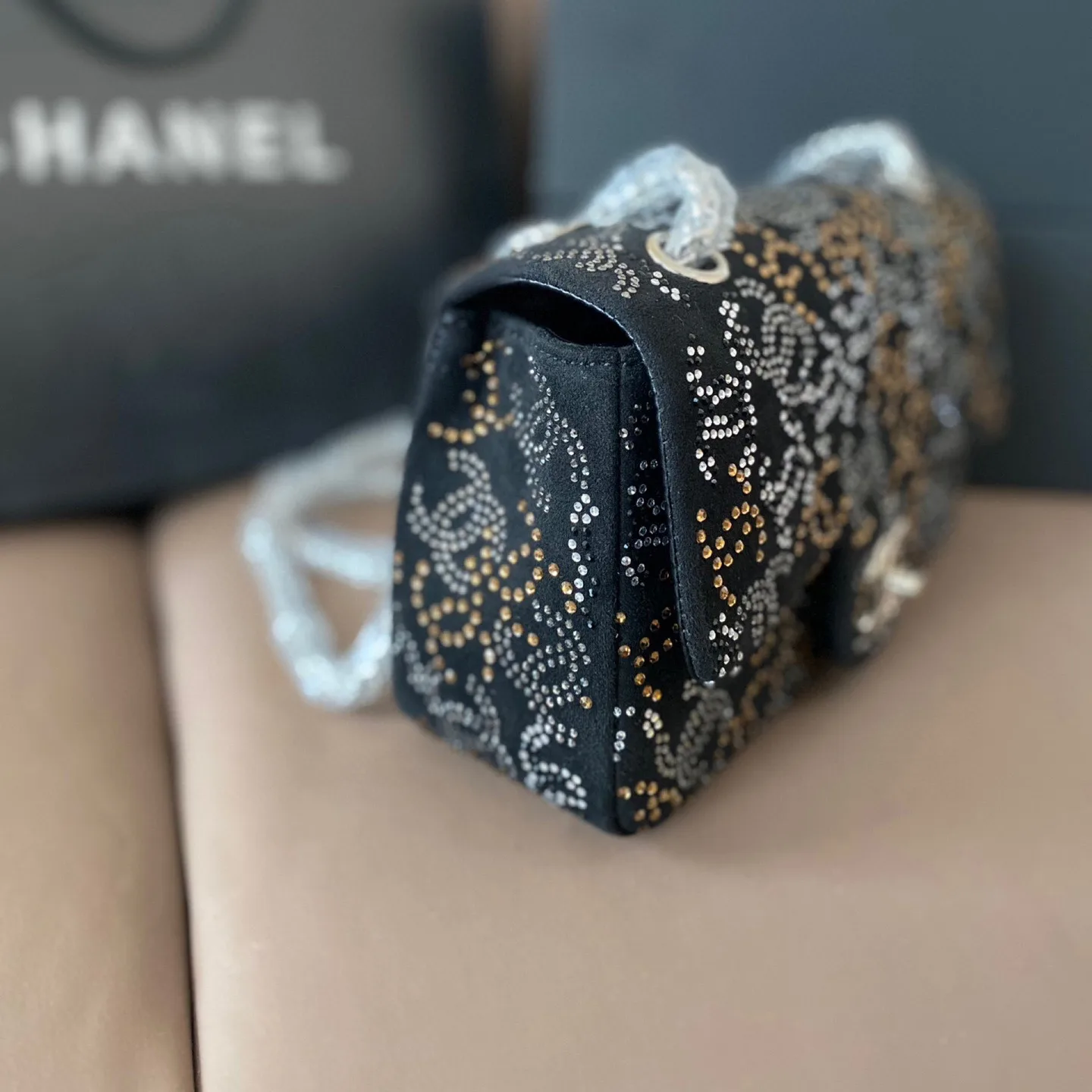 PARIS-SHANGHAI STUDDED CC FLAP BAG