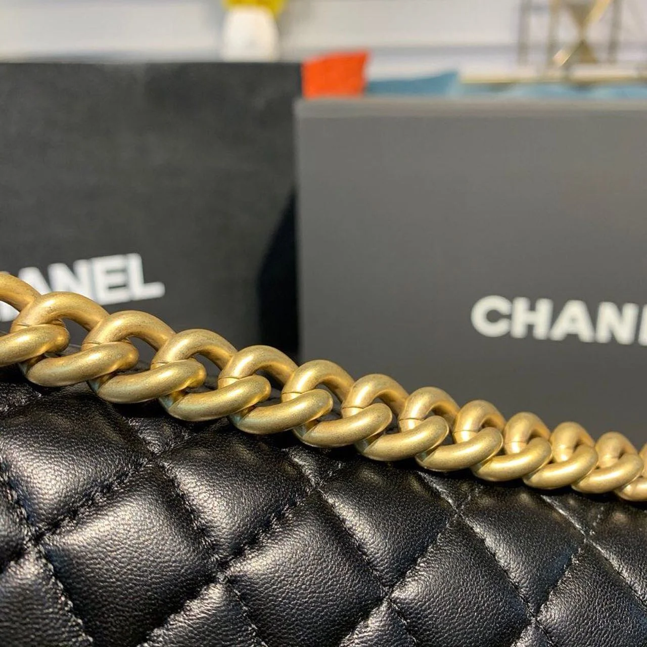 Chanel Boy Handbag Gold Toned Hardware Black For Women, Women’s Bags, Shoulder And Crossbody Bags 9.8in/25cm A67086