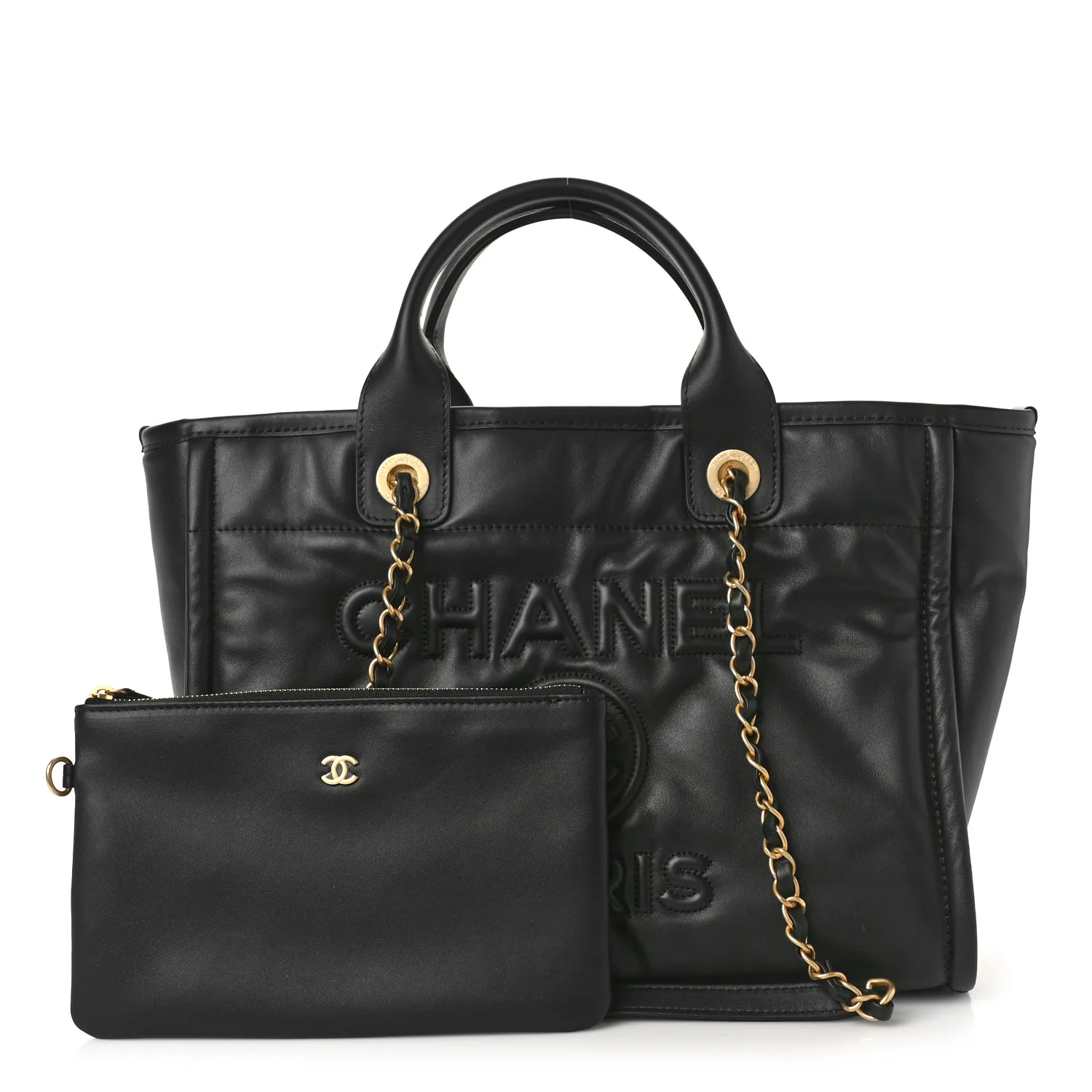 Calfskin Small Deauville Tote Black