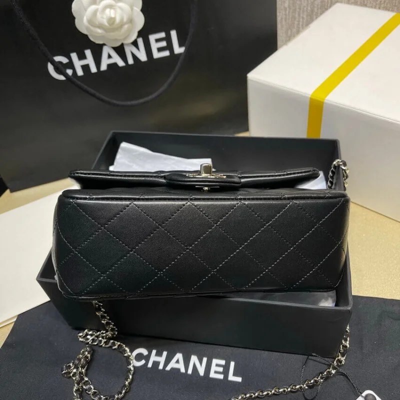 Chanel Lambskin Mini Flap Bag With Top Handle Black As2431 With Charms