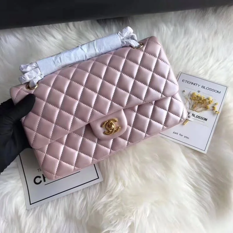 Chanel 1112 Pink Gold Medium Size 2.55 Lambskin Leather Flap Bag