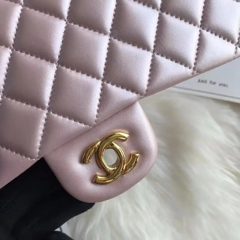 Chanel 1112 Pink Gold Medium Size 2.55 Lambskin Leather Flap Bag