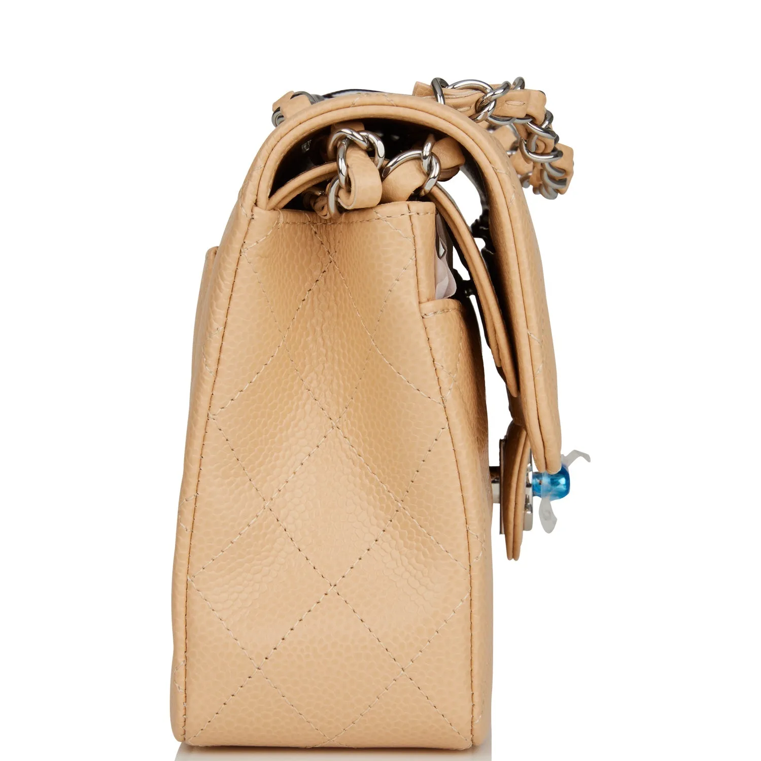 Small Classic Double Flap Bag Beige Caviar Silver Hardware