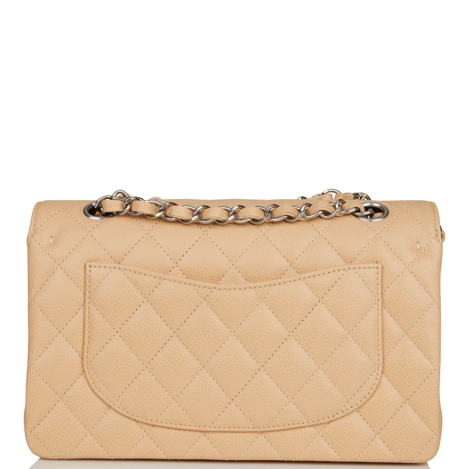 Small Classic Double Flap Bag Beige Caviar Silver Hardware