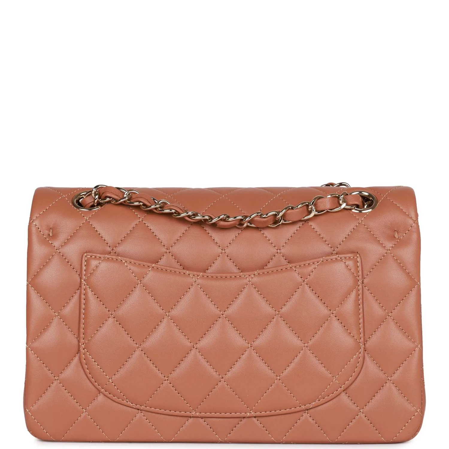 Small Classic Double Flap Bag Caramel Brown Lambskin Light Gold Hardware