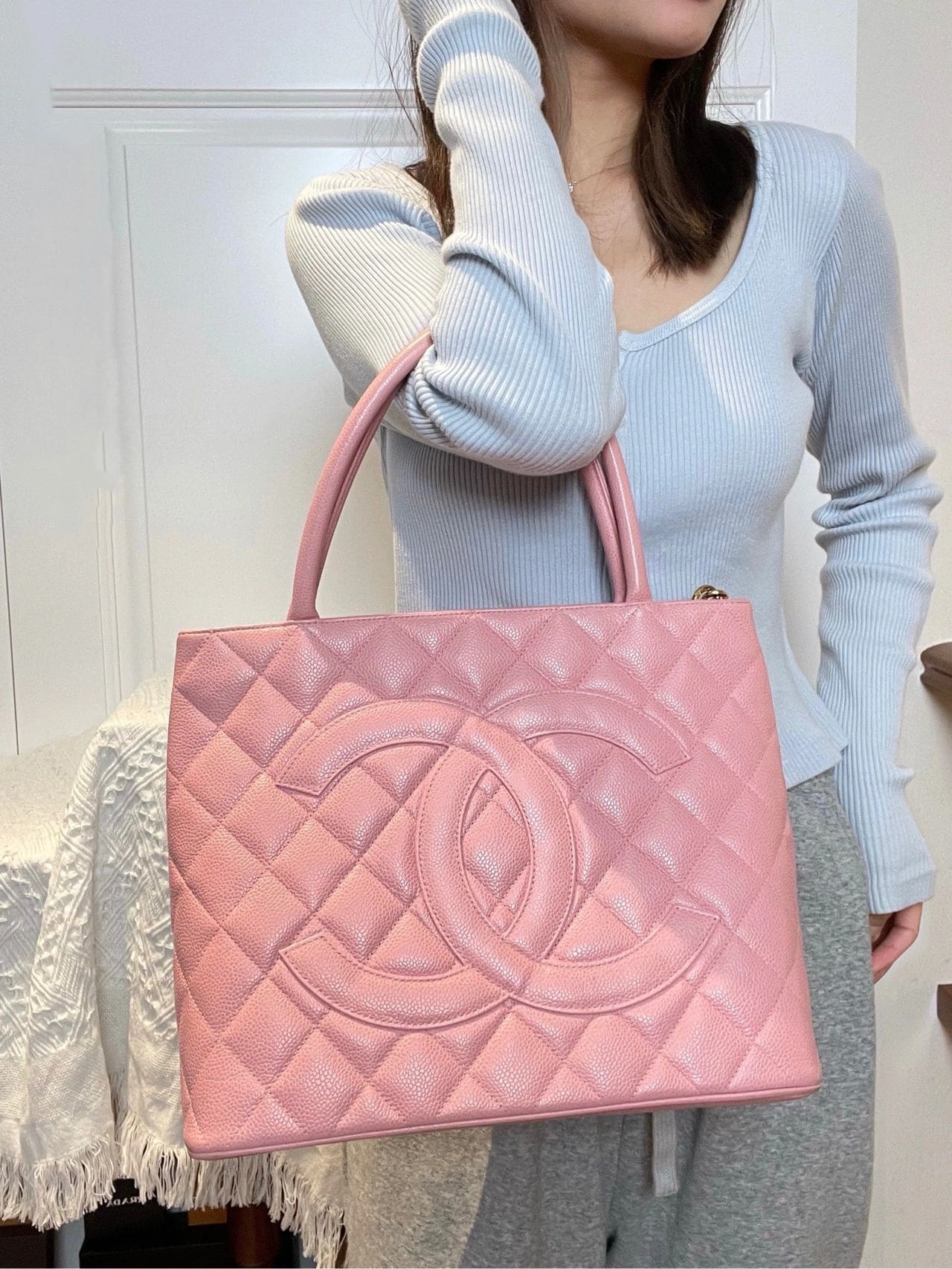 CHANEL Medallion Tote Bag Pink