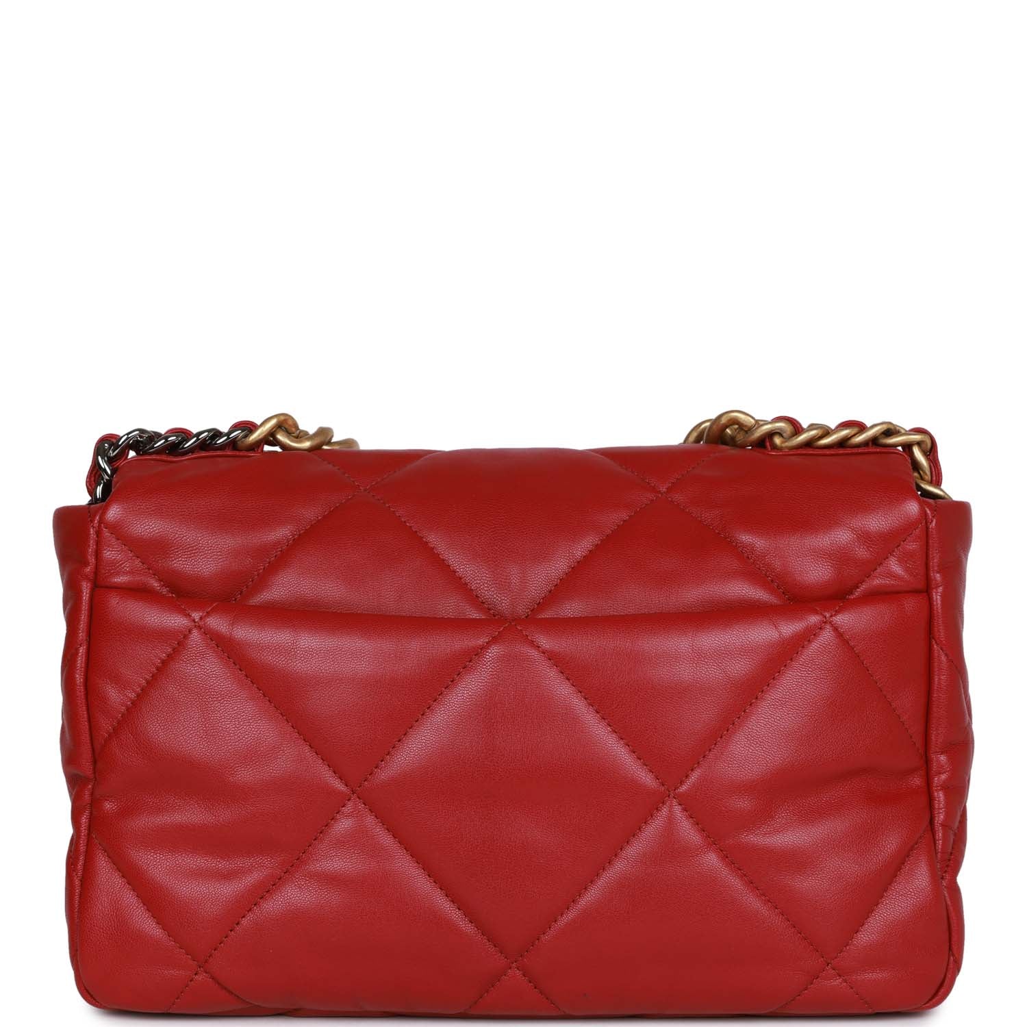 Medium 19 Flap Bag Red Calfskin Mixed Hardware