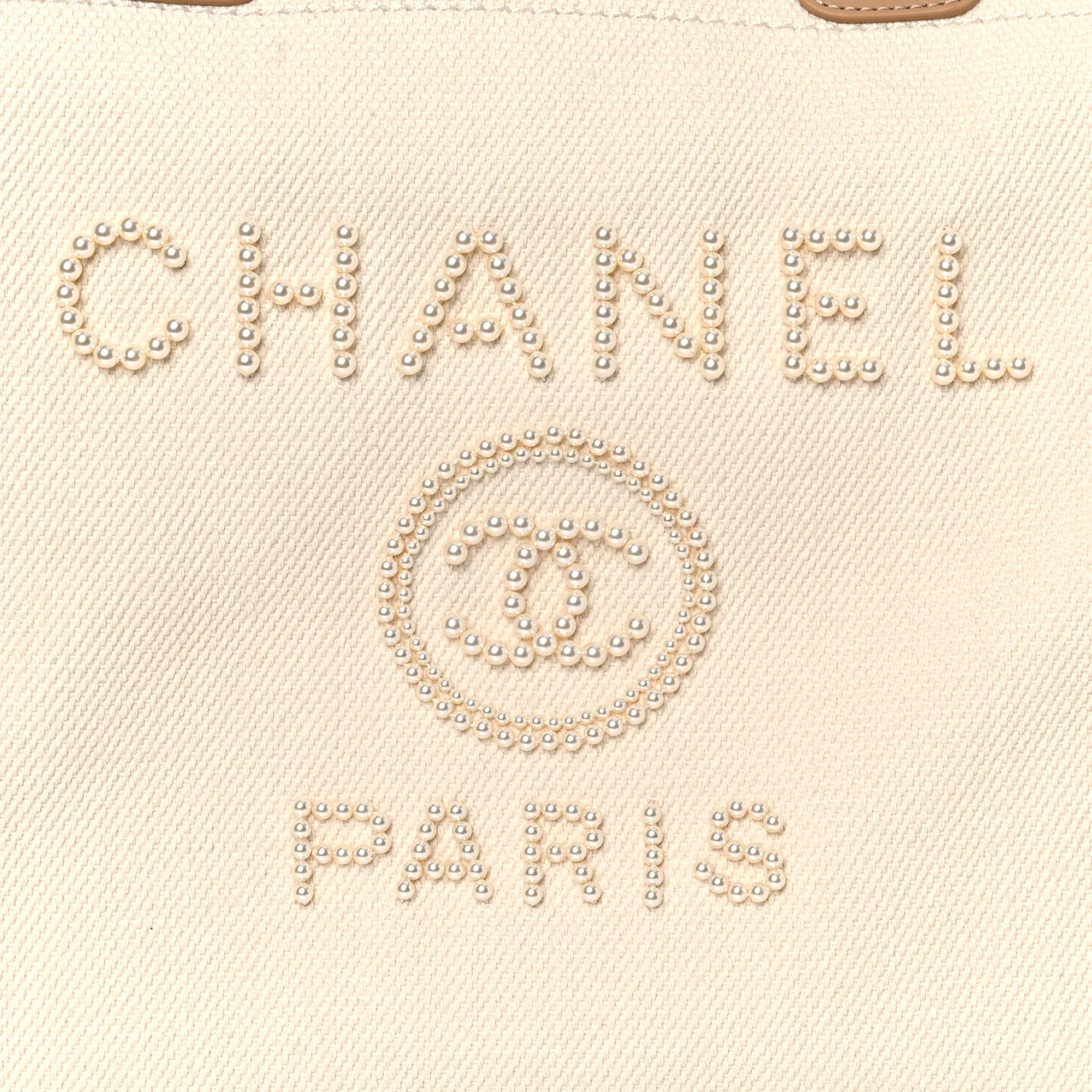 Canvas Pearl Large Deauville Tote Ecru Beige