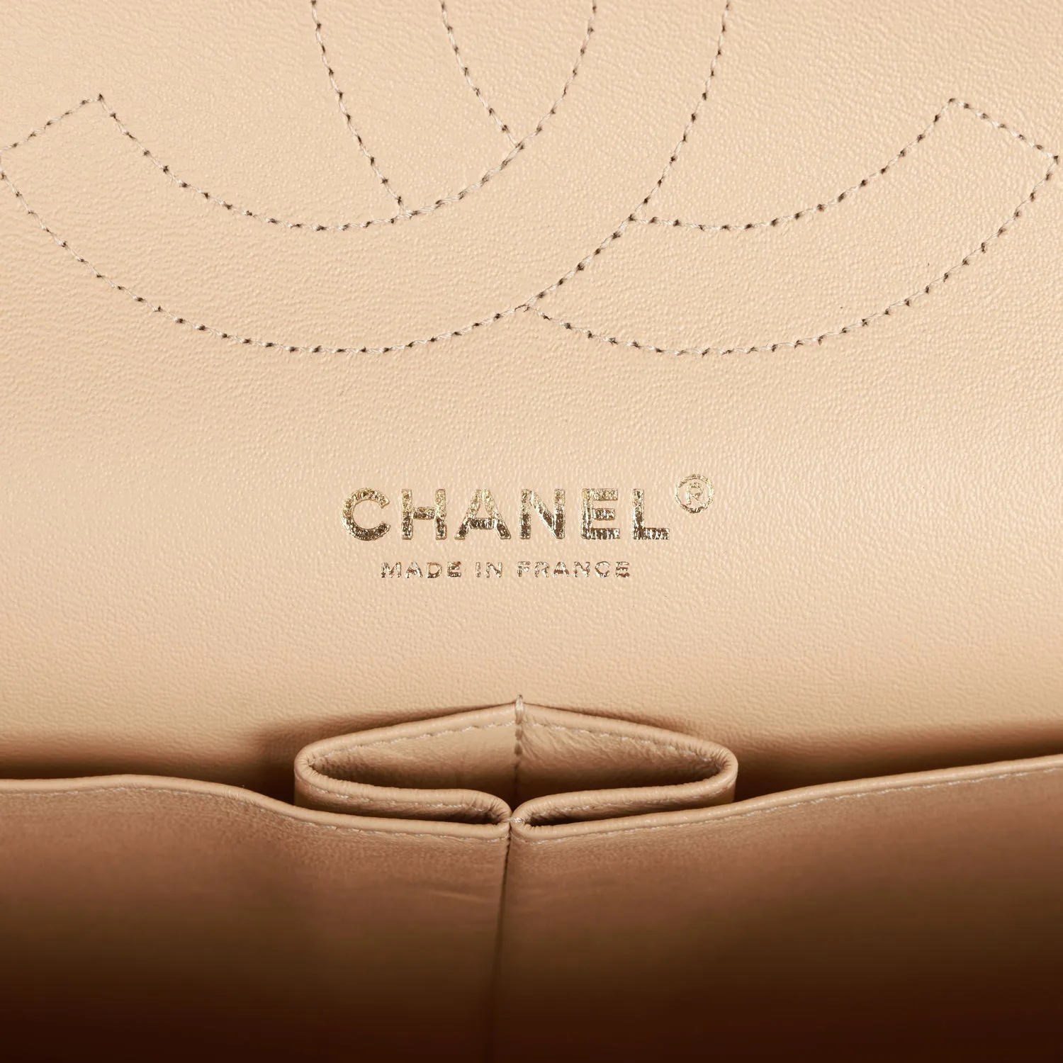Jumbo Classic Double Flap Bag Beige Caviar Gold Hardware