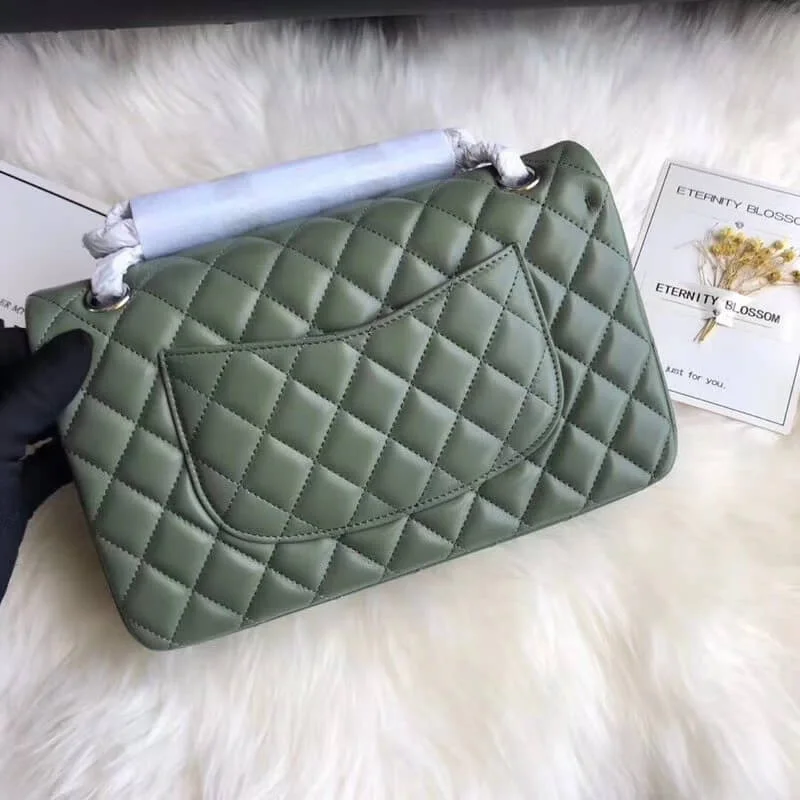 Chanel 1112 Green Medium Size 2.55 Lambskin Leather Flap Bag