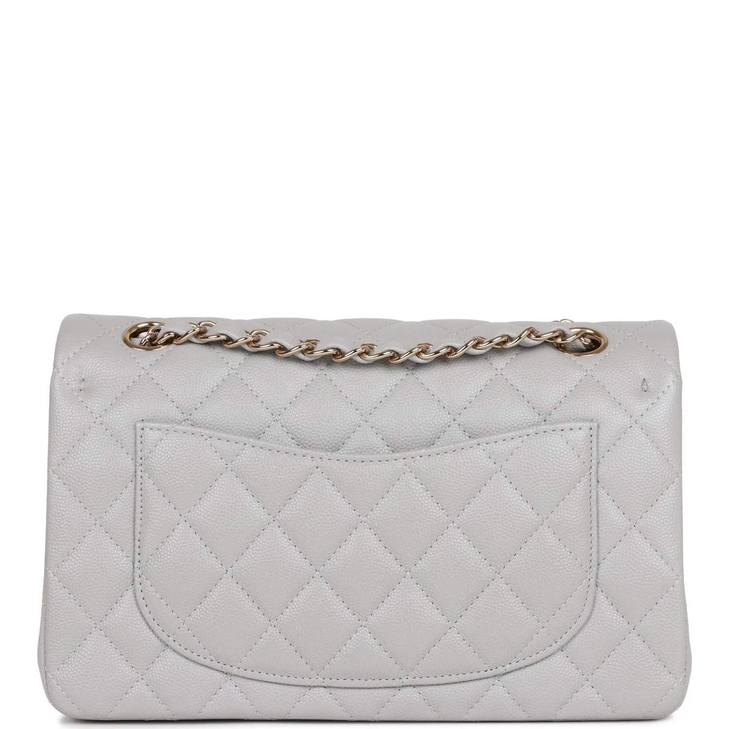 Small Classic Double Flap Grey Caviar Light Gold Hardware