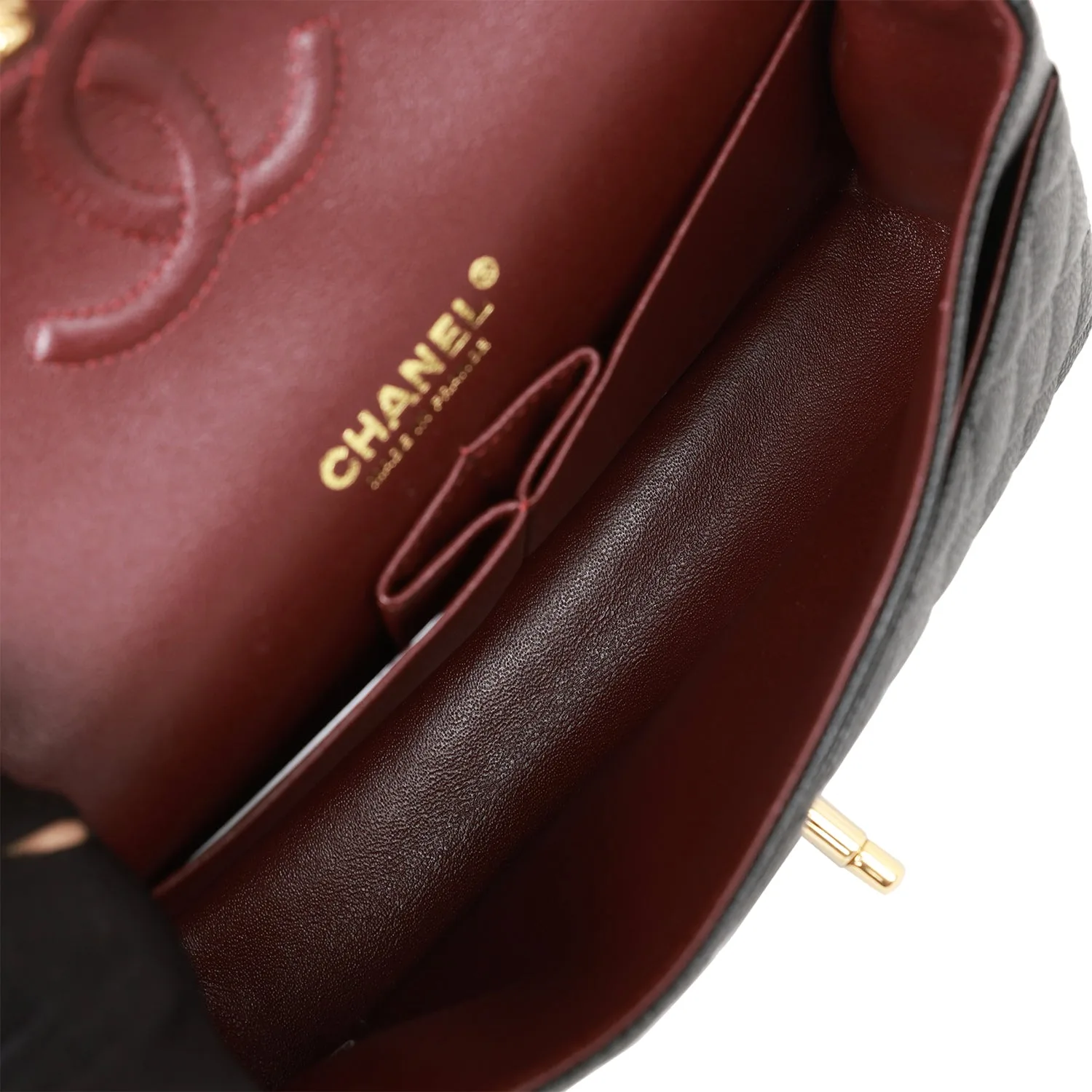 Small Classic Double Flap Bag Black Caviar Gold Hardware