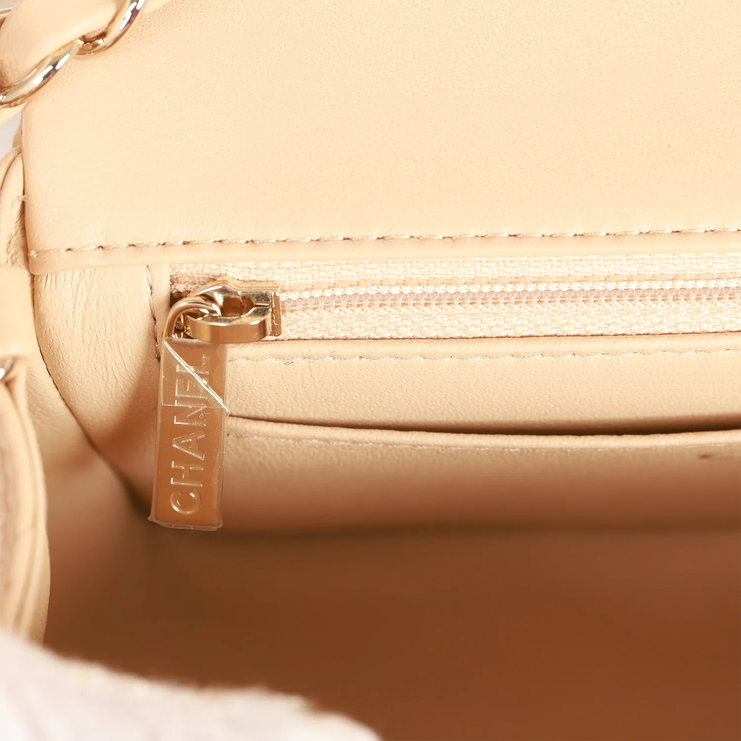Mini Rectangular Flap Bag Beige Lambskin Light Gold Hardware