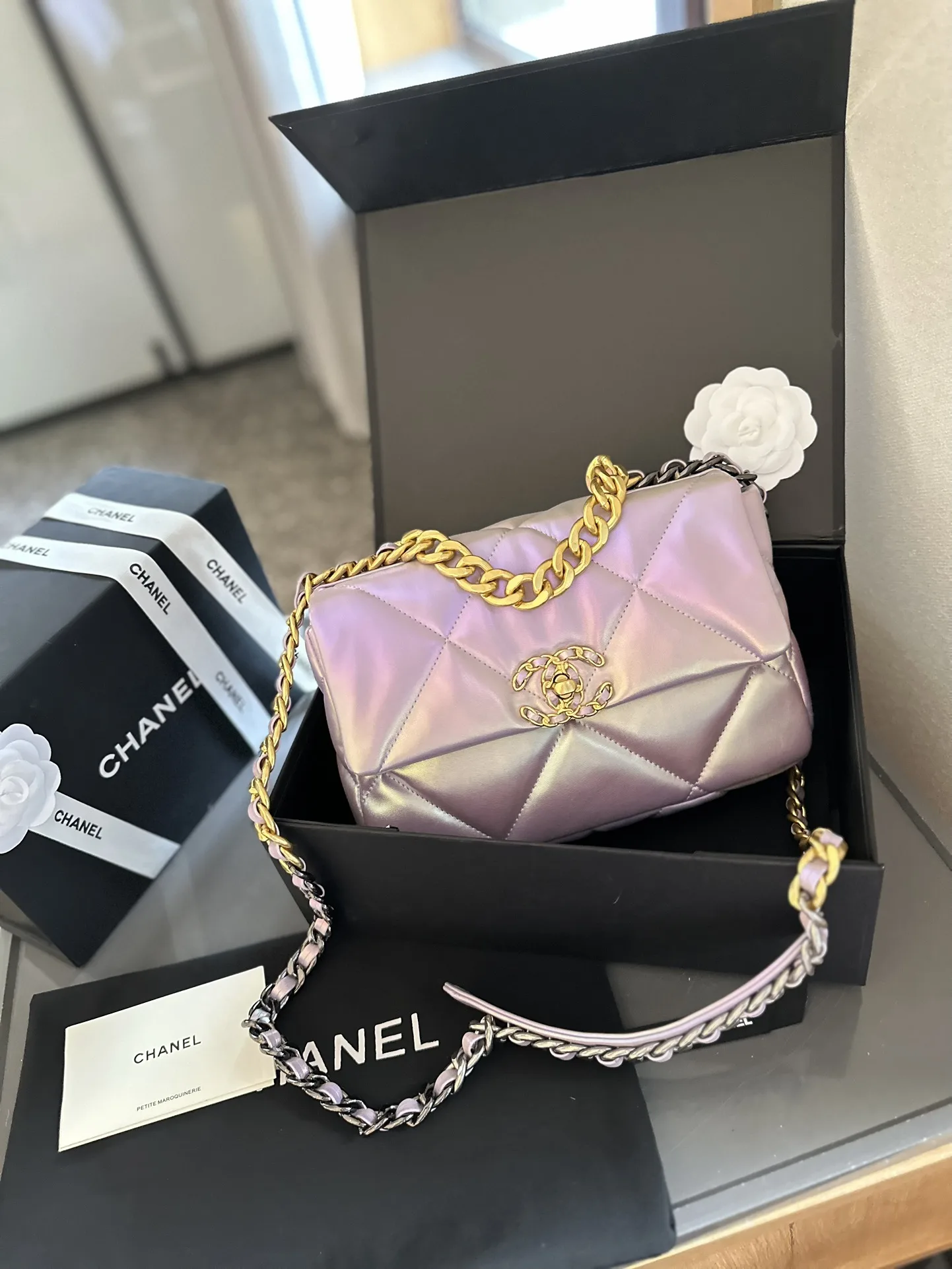 CLASSIC FLAP Small Medium Bag Silver Gold Reverse Hardw