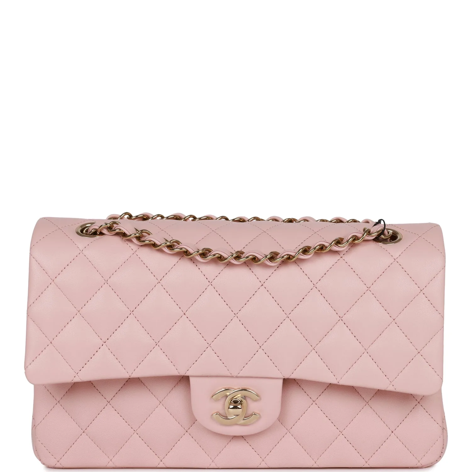 Medium Classic Double Flap Bag Light Pink Caviar Light Gold Hardware