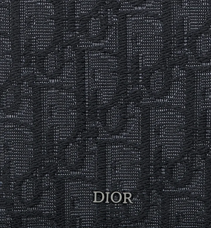 Vertical Long Zipped Wallet Black Oblique Jacquard