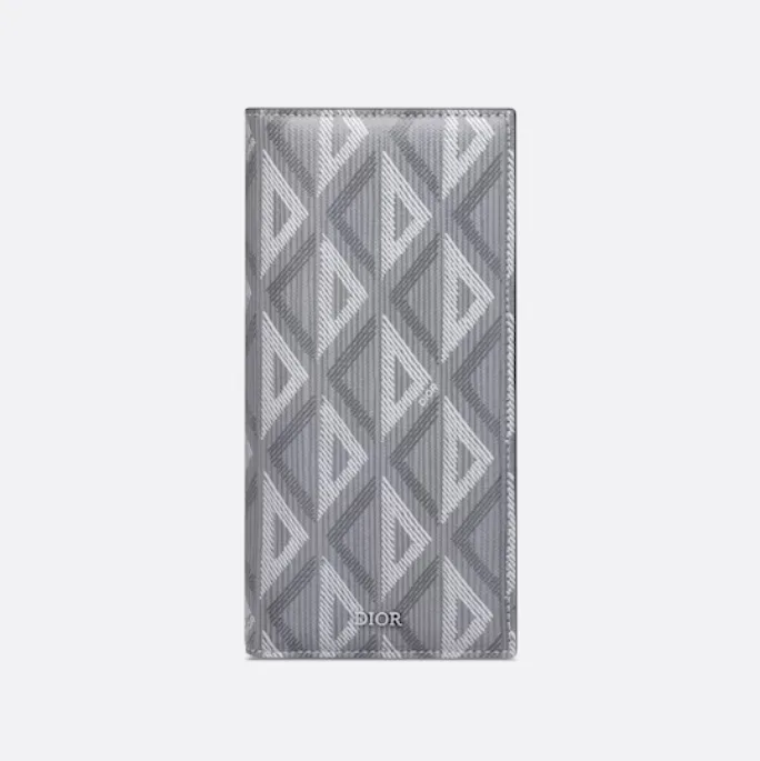 Vertical Bifold Wallet Gray CD Diamond Canvas