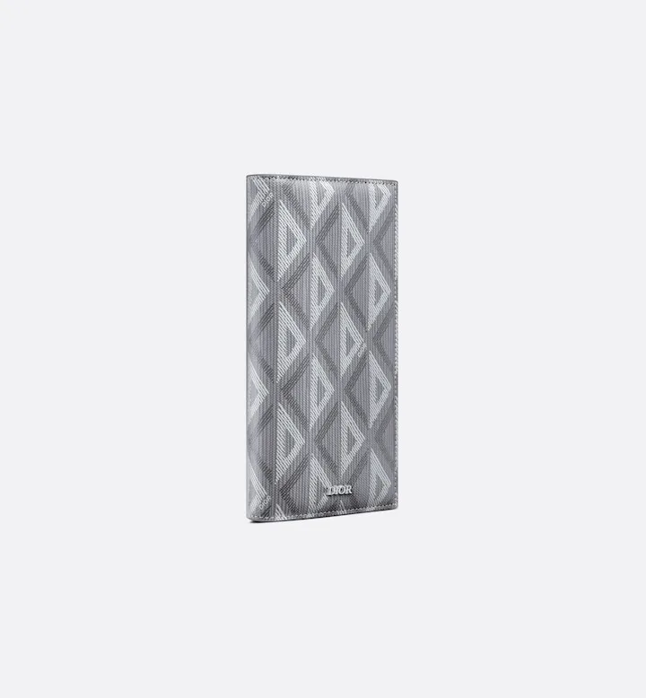 Vertical Bifold Wallet Gray CD Diamond Canvas