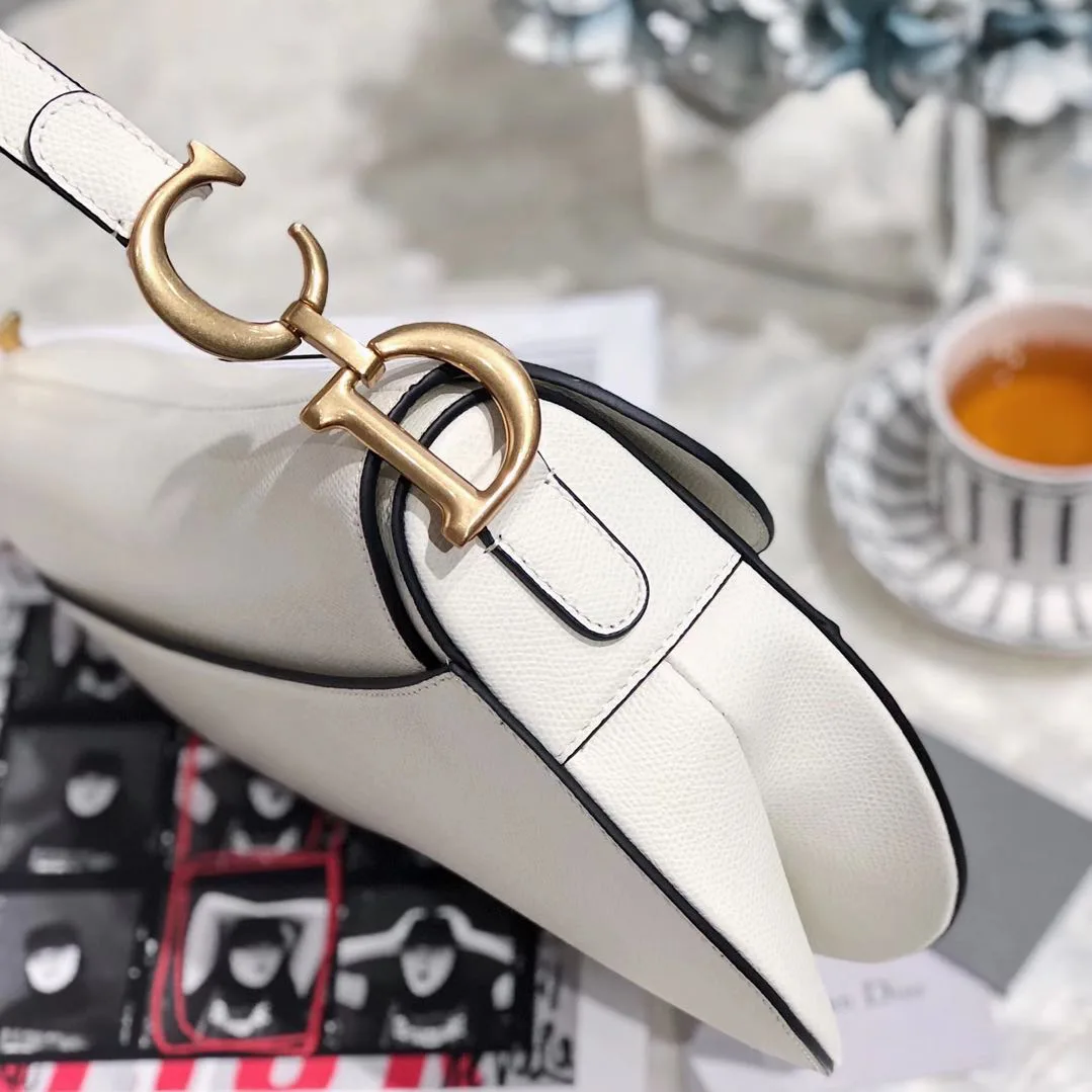 Christian Dior Saddle Bag Oblique Latte Grained Calfskin