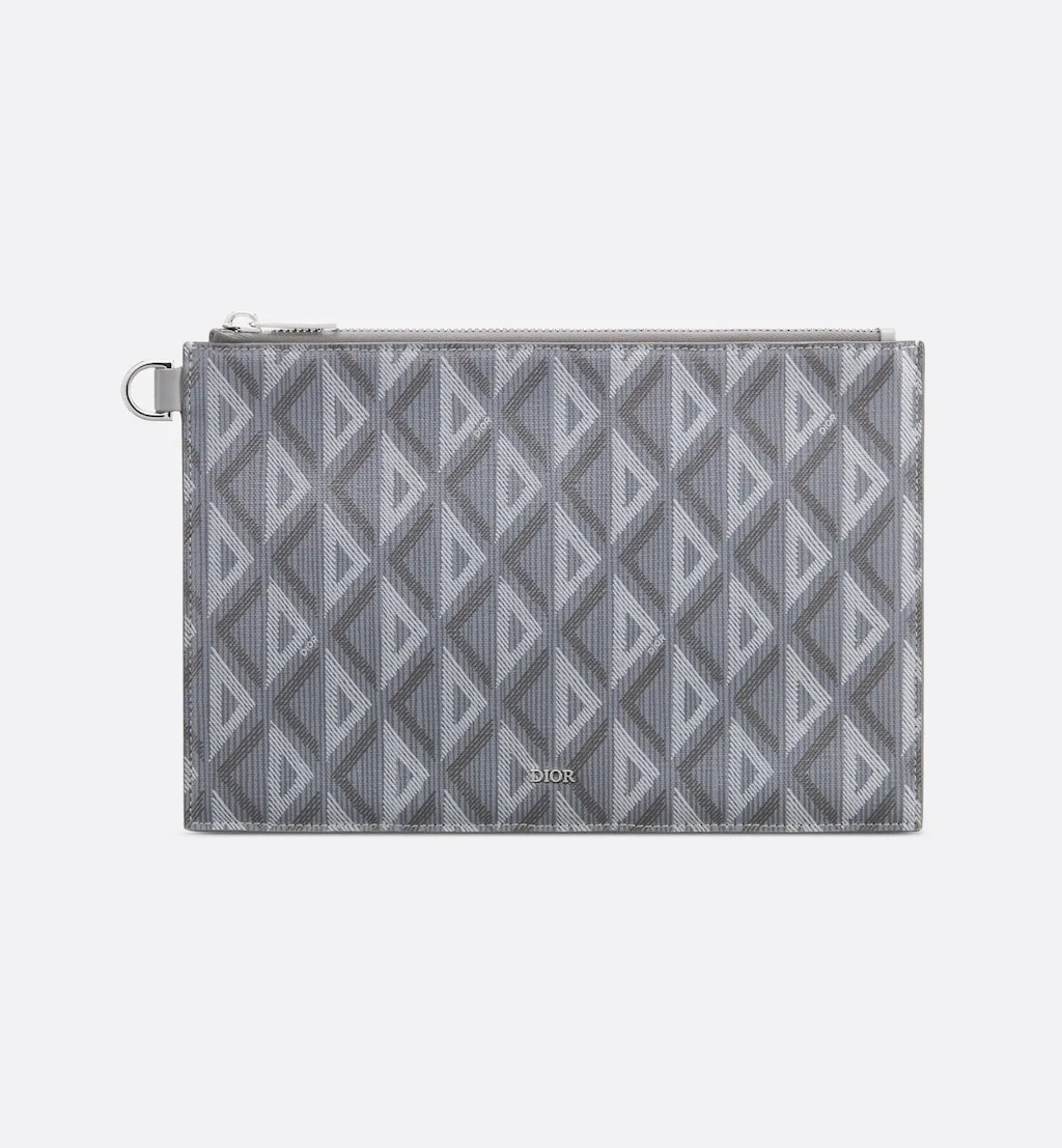 A5 Pouch Gray Diamond Canvas