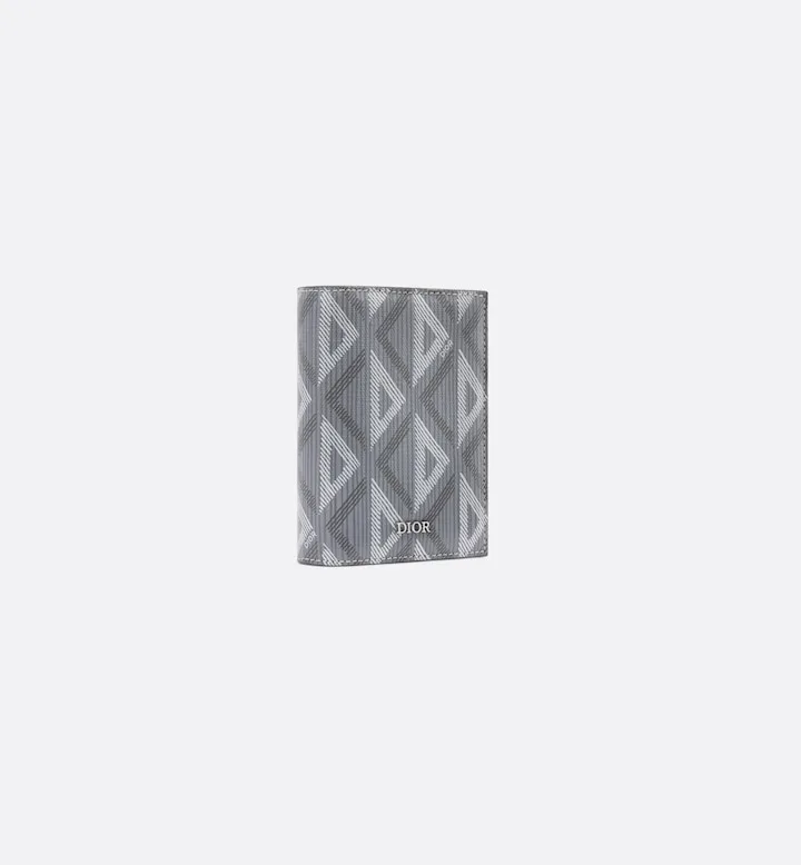 Vertical Bifold Card Holder Gray CD Diamond Canvas