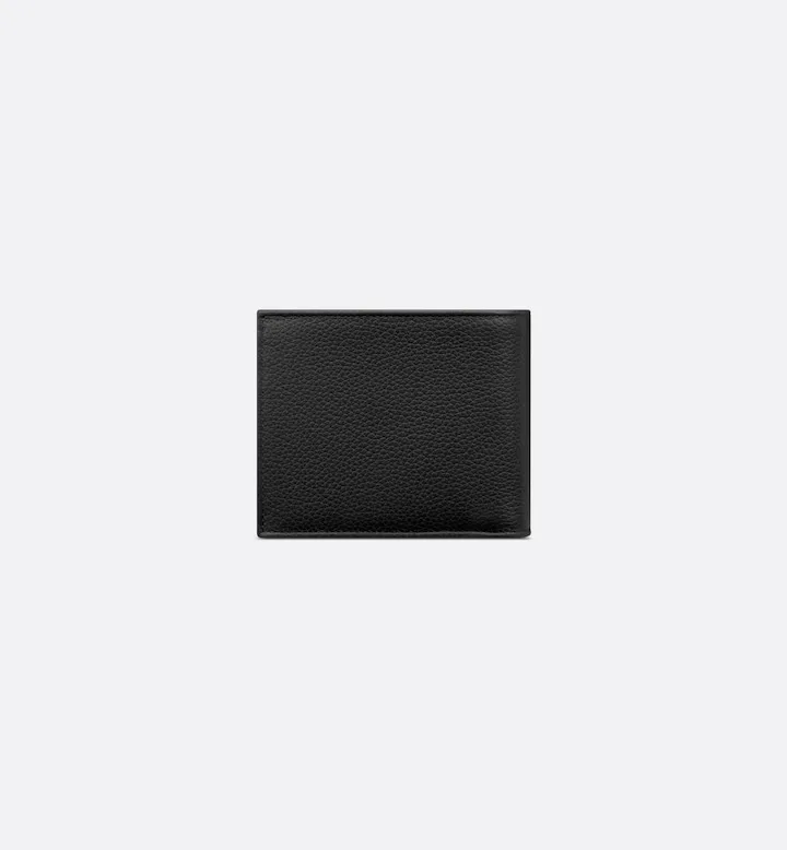 Saddle Bifold Card Holder Black Grained Calfskin Marquetry and Black Oblique Jacquard
