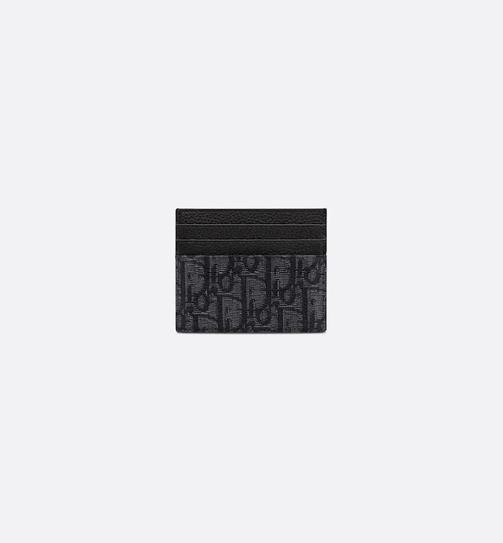 Card Holder Black Oblique Jacquard and Black Grained Calfskin