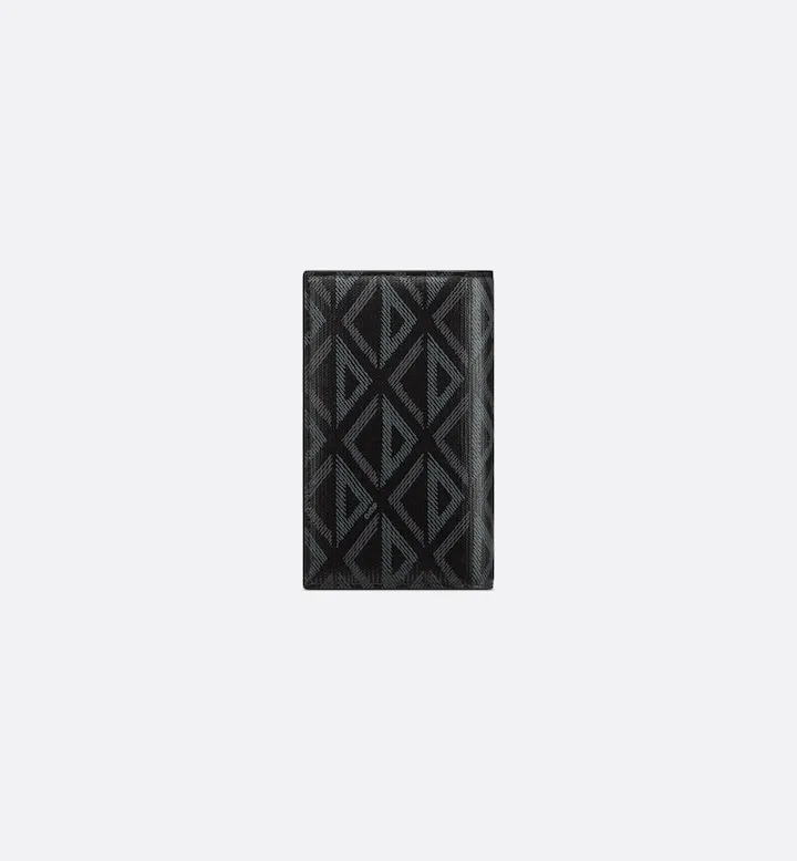 Long Bifold Card Holder Black CD Diamond Canvas