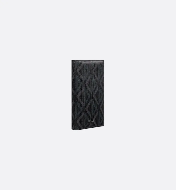 Long Bifold Card Holder Black CD Diamond Canvas