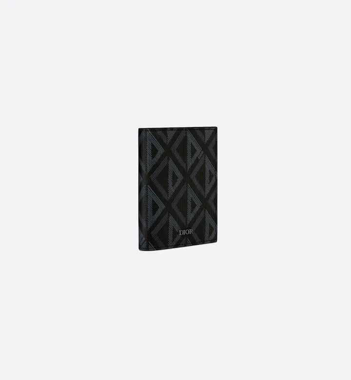 Vertical Bifold Card Holder Black CD Diamond Canvas